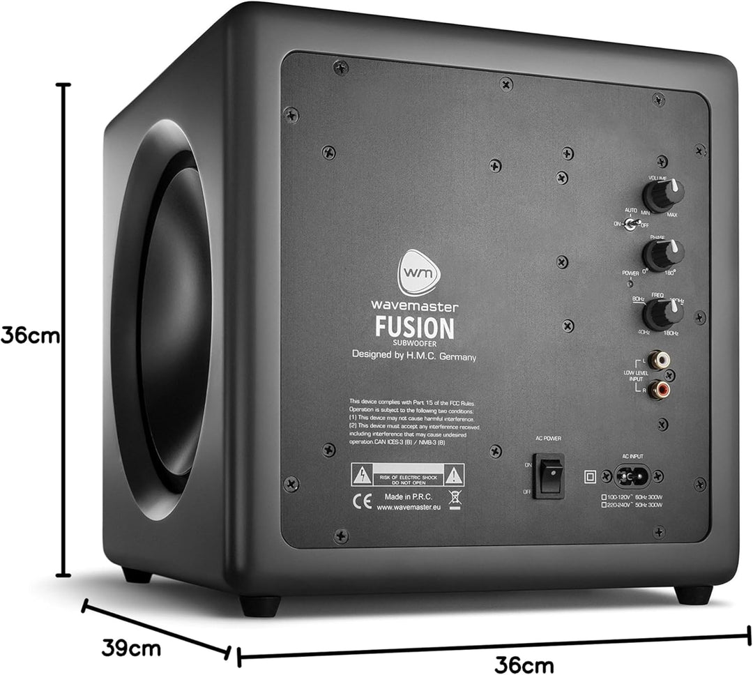 Wavemaster 66400 Fusion - Aktiver Subwoofer (125 Watt) mit eingebautem Class-D-Verstärker, universel