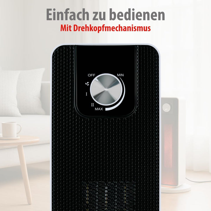 alpina Elektrischer Heizlüfter 2000W – Keramik Heizkörper mit Griff und Absturzsicherung – Oszillier