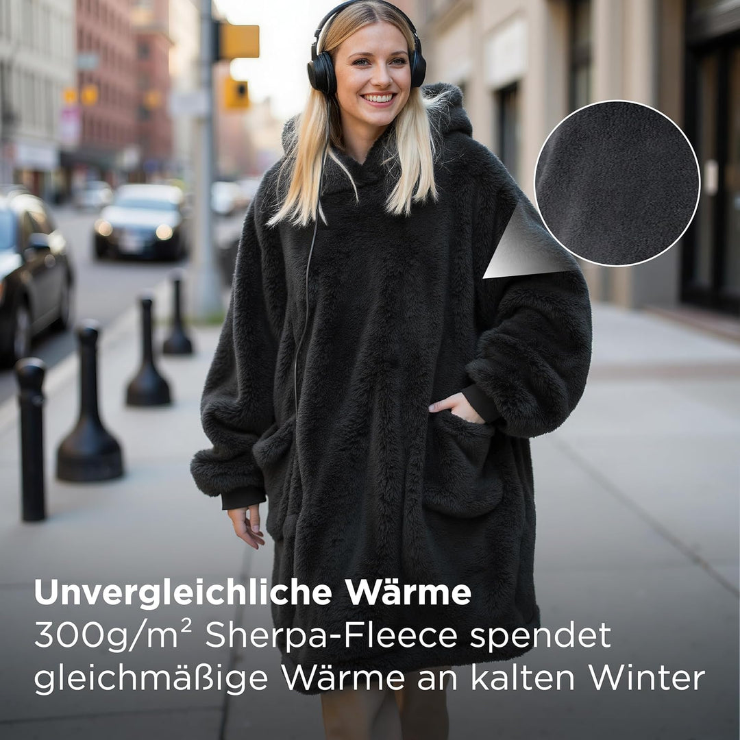 BEDSURE Hoodie Decke mit Ärmeln Deckenpullover - Tragbare Decke zum Anziehen Erwachsene XXL, Übergro