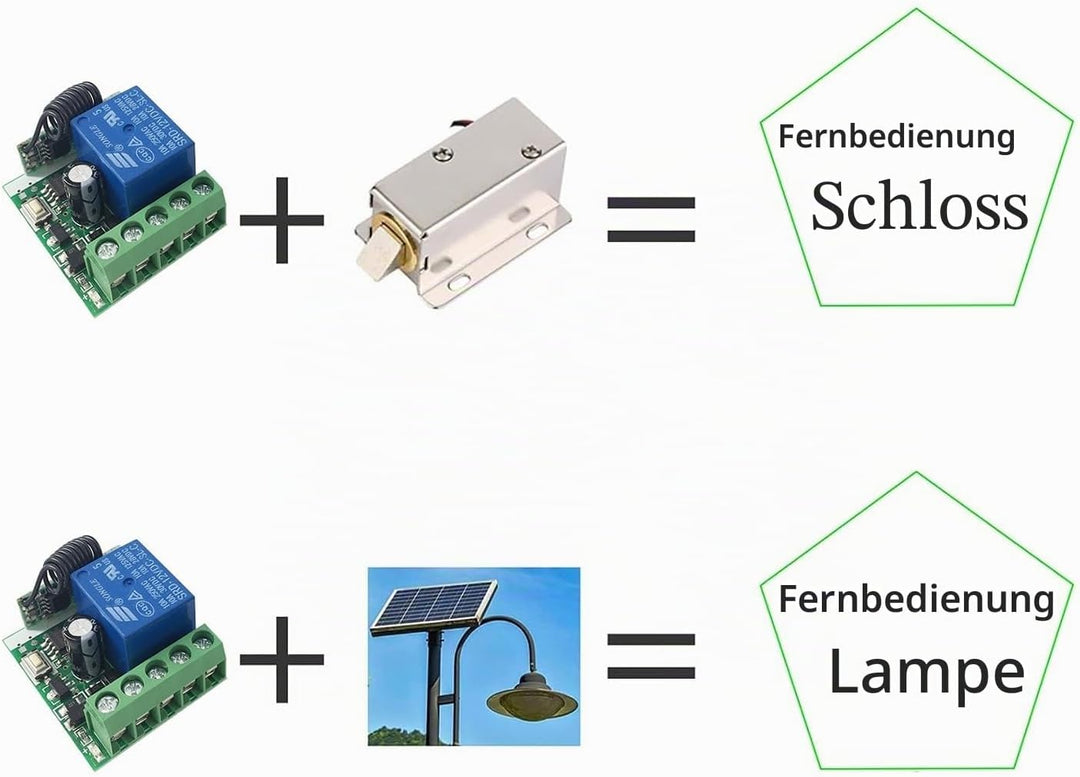 QIACHIP DC 12V Funkschalter mit Fernbedienung 433 mHz,Funk Relais 1 Kanal Momentan Schalter, Sender