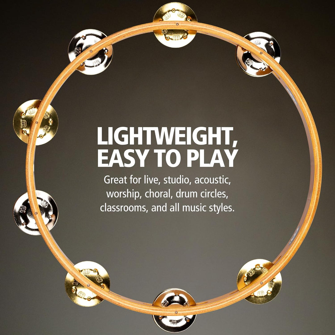 Meinl Percussion TA1M-SNT Recording-Combo Wood Tambourine (1-reihig), 25,40 cm (10 Zoll) Durchmesser