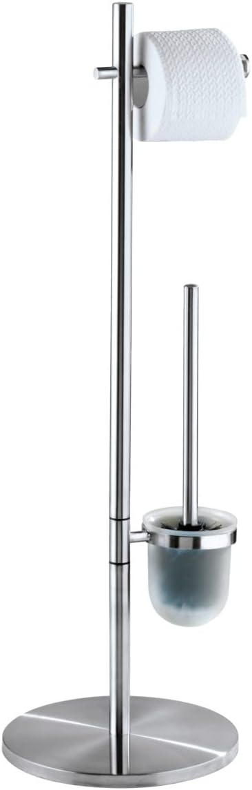 WENKO Stand WC-Garnitur Mod. Pieno Freistehend aus rostfreiem Edelstahl mit Toilettenpapierhalter un