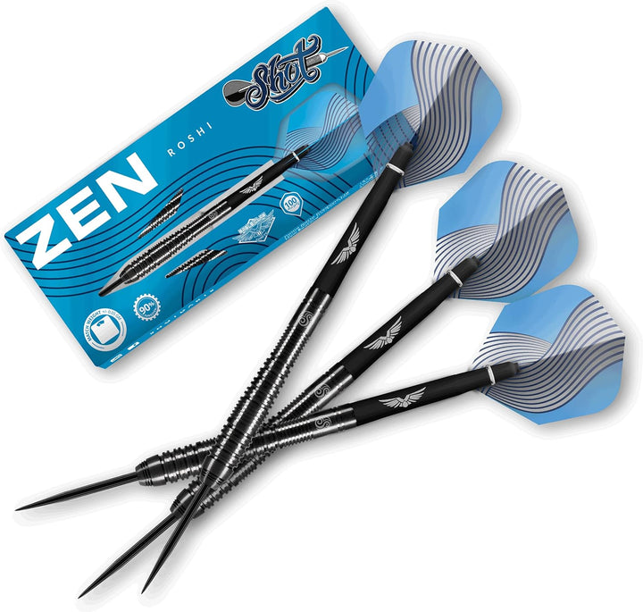 Shot! Darts Zen Roshi 90% Tungsten Pro Throwing Darts Steel Tip Set, Professional – Made in New Zeal