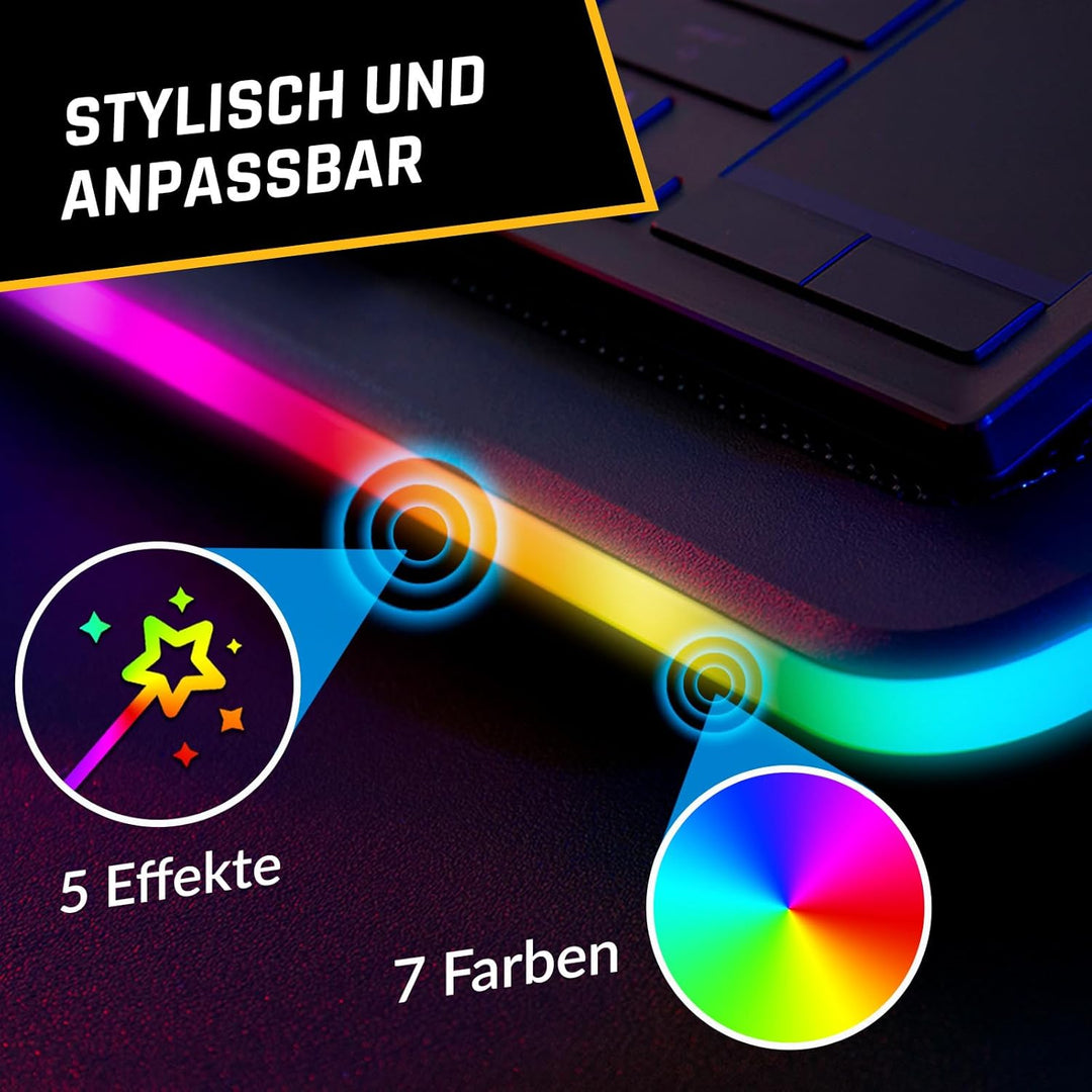 KLIM Ultimate Laptop Kühler + NEU + Gaming Cooling Pad + Stabiler RGB Ständer mit Lüfter + Kompatibe