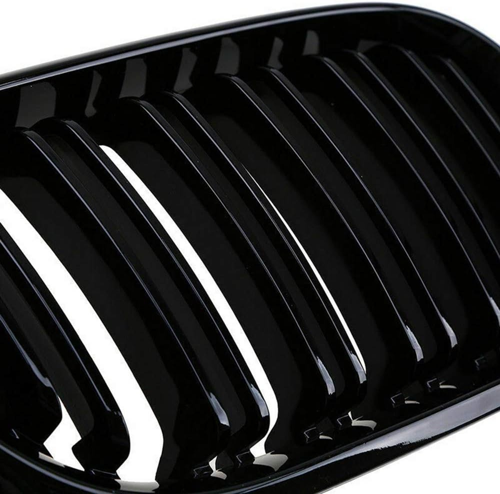 Ricoy Schwarz Glänzend Doppelsteg Niere vordere Stossstange Kühlergrill Für E46 3 Series 4 DOOR 4D 2