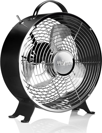 Tristar VE-5966 Retro Tischventilator – 25 cm – Schwarz, Schwarz