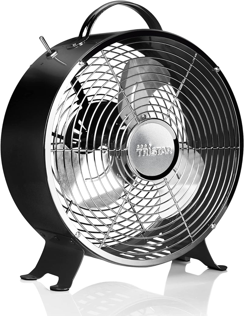 Tristar VE-5966 Retro Tischventilator – 25 cm – Schwarz, Schwarz