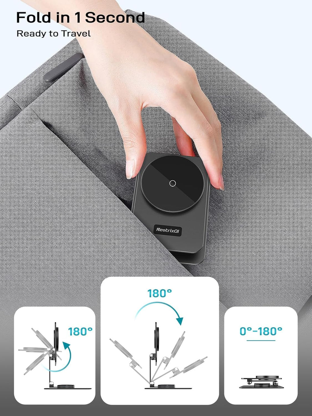 Magnetisches Kabelloses Ladegerät für Samsung Galaxy S25 Ultra/S24, Klappbarer Reise Mag Safe Ladest
