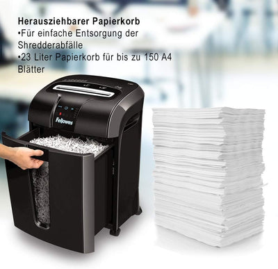 Fellowes 12 Blatt Aktenvernichter, Partikelschnitt (P4) Papierschredder für Büro, Powershred 73Ci, S