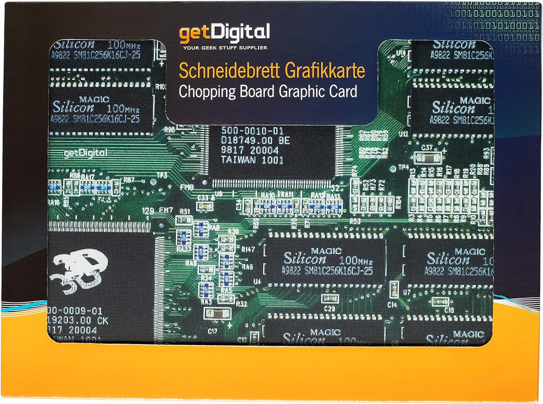 getDigital 12417 Grafikkarte Nerd Schneidebrett Küchenbrett, Glas, Mehrfarbig, 40 x 30 x 0.4 cm