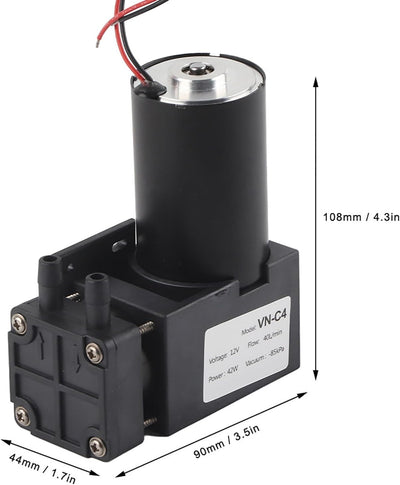 Mini-Vakuumpumpe, bürstenloser DC 12 V VN-C4-Durchmesser Bürstenloser Stummschaltmembran-Vakuumpumpe