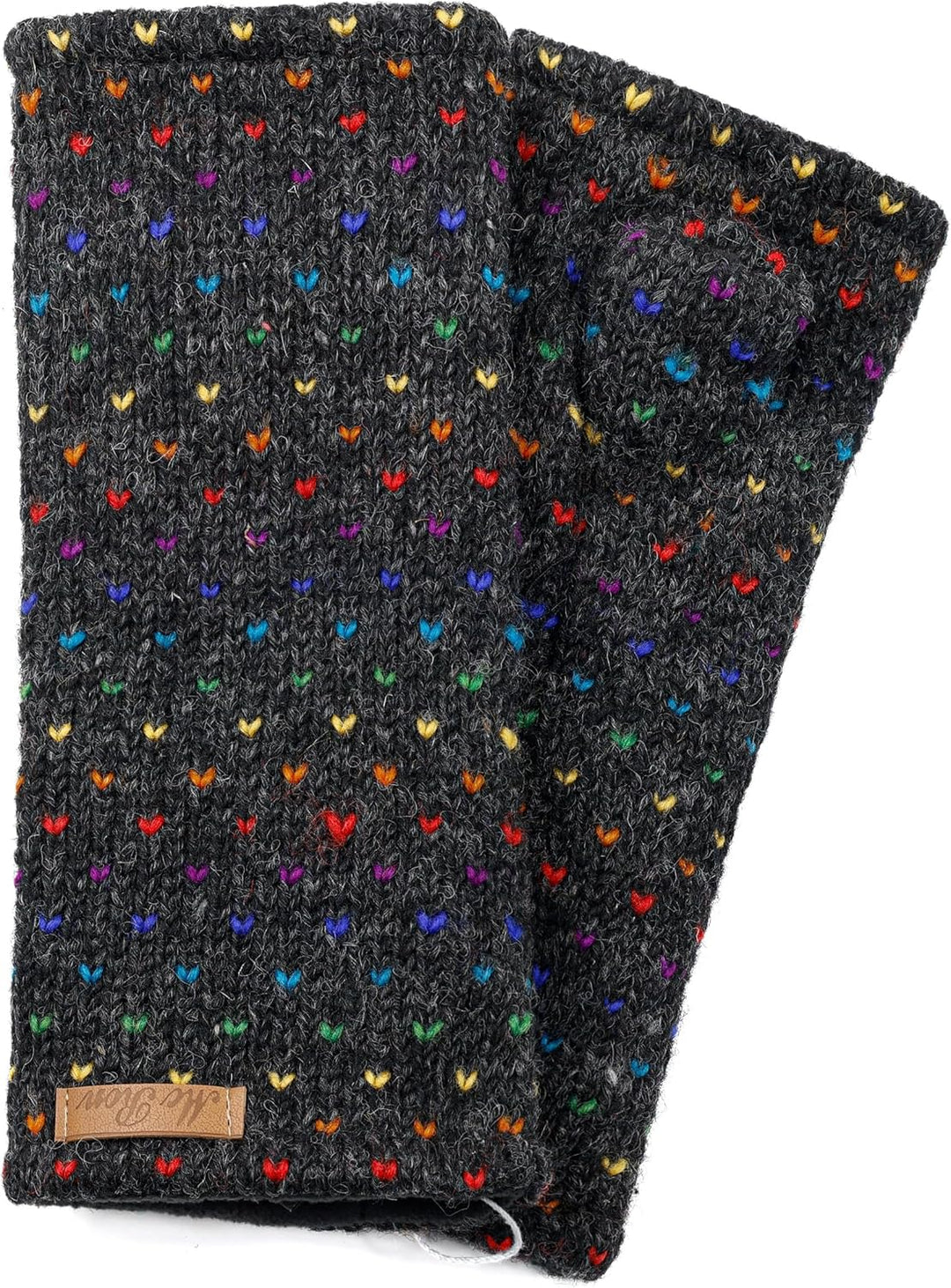 Damen Gestrickte Pulswärmer Stulpen Modell Ines regenbogen Anthrazit, Anthrazit