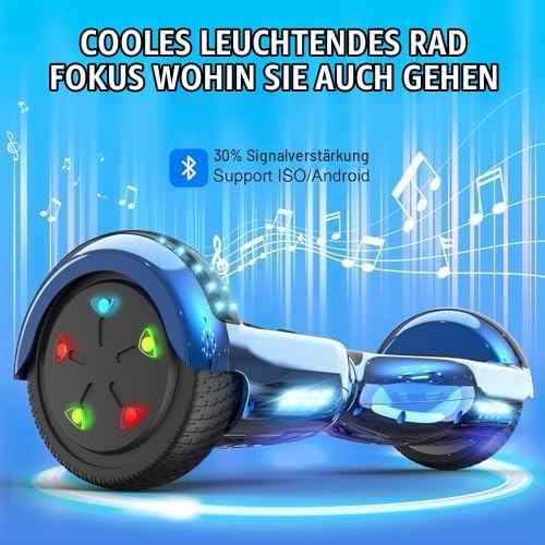 GeekMe Hoverboards 6.5”Zweimotoren 2-Rad-Hoverboards Hoverboards mit LED-Leuchten Bluetooth blue col