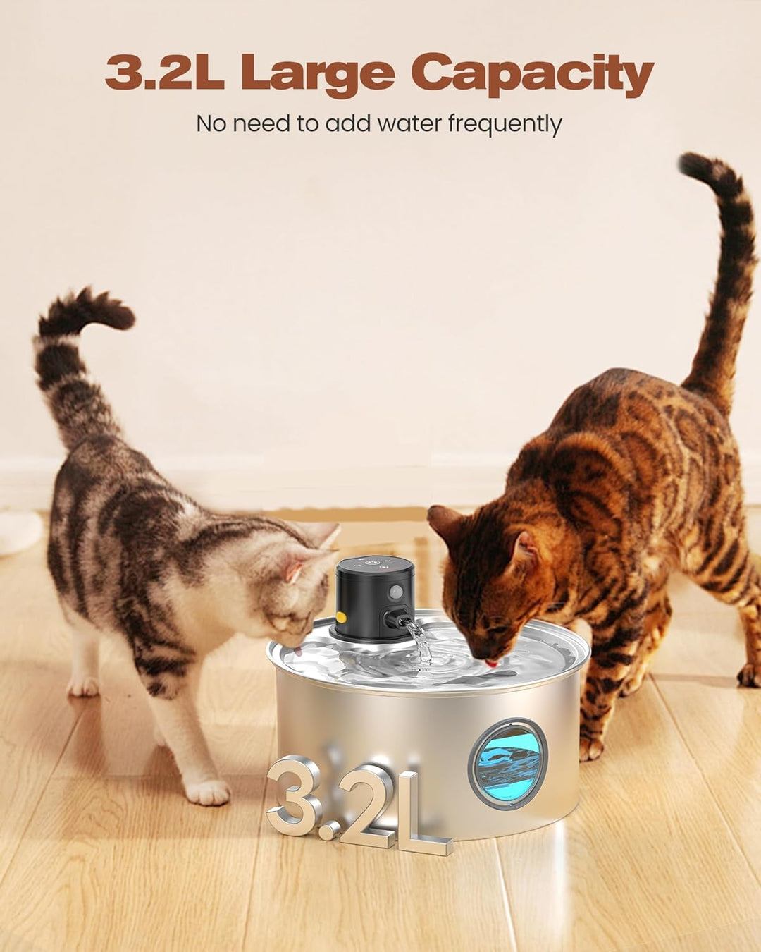 Katzenbrunnen mit Bewegungsmelder Katzen Trinkbrunnen Edelstahl: Katzentrinkbrunnen Sensor - 3.2L Tr