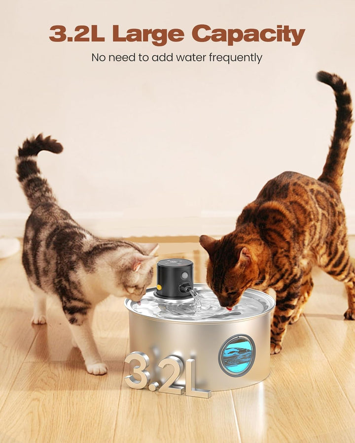 Katzenbrunnen mit Bewegungsmelder Katzen Trinkbrunnen Edelstahl: Katzentrinkbrunnen Sensor - 3.2L Tr