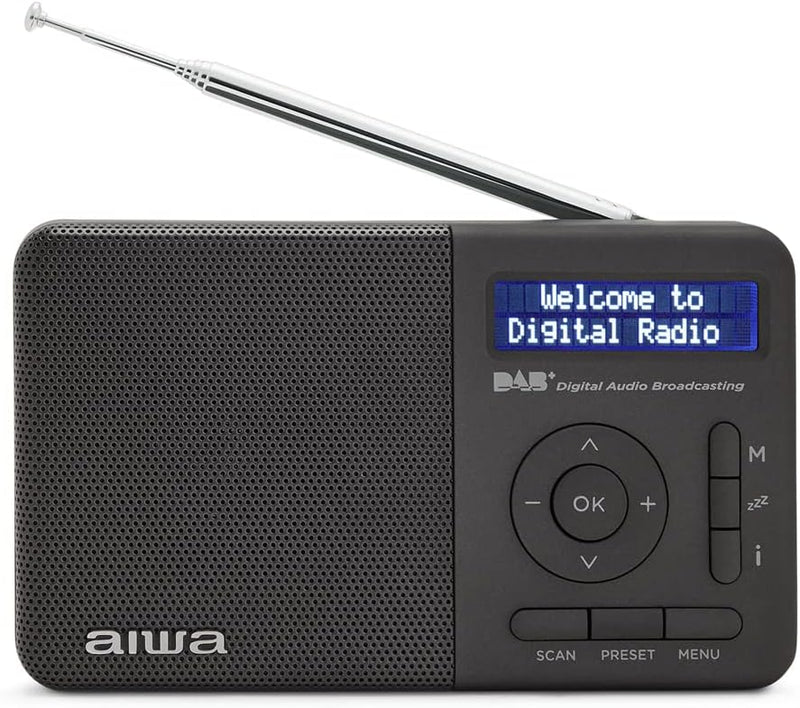 AIWA RD-40DAB/BK: Wiederaufladbares digitales Radio (Dab/Dab+/FM, integrierter Lautsprecher, 100 Sen