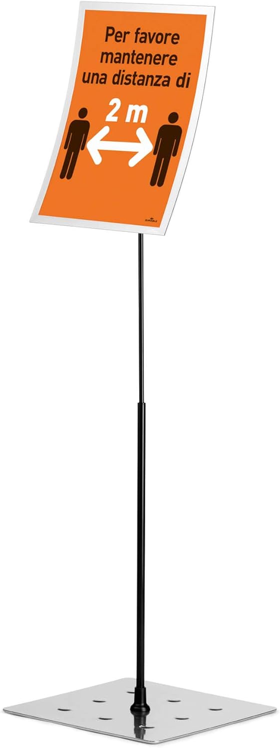 Durable Bodenständer Duraview Stand (mit Magnetrahmen, für Aushänge in A4) 1 Stück, silber, 498123 B