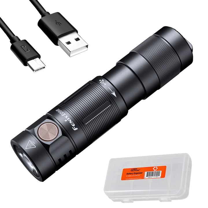 Fenix E09R 600 Lumen USB-C wiederaufladbare EDC Schlüsselanhänger Taschenlampe mit LumenTac Organize