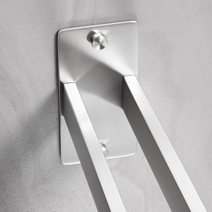 ALOCEO Handtuchhalter Bohren, Edelstahl Handtuchhalter Zweiarmig Wand für Bad Küche, Gebürstet Silbe