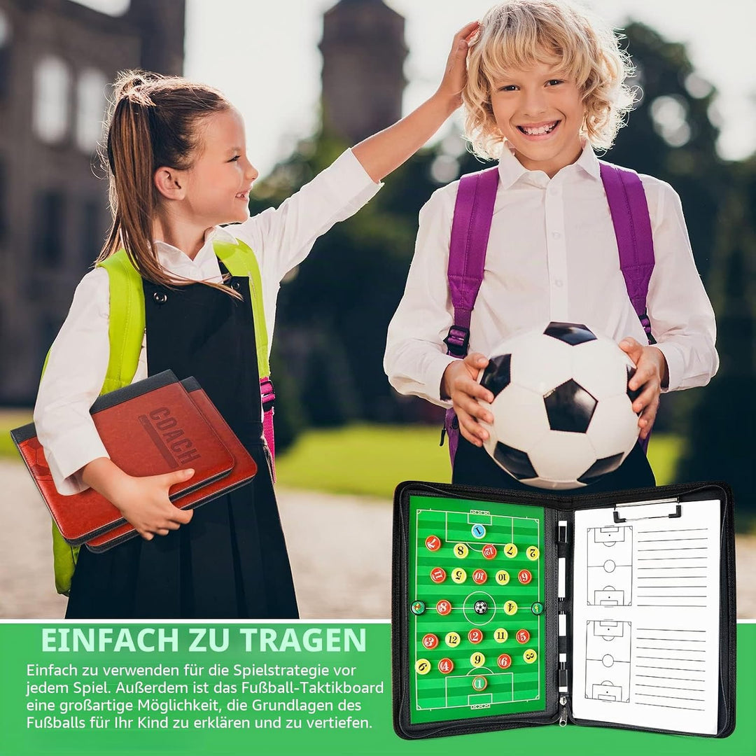 MKNZOME Professional Tragbar Taktikboards, Magnet Fussball Coach-Board Taktikmappe Coach-Mappe mit T