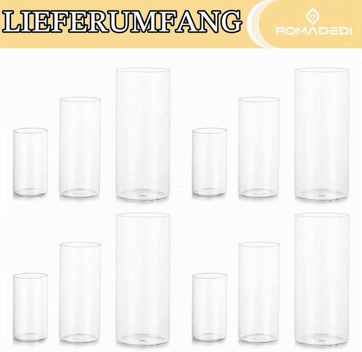 Windlicht Glas Kerzenhalter Kerzenständer Glaszylinder：Romadedi 12er Set Windlichter für Kerzen Stum