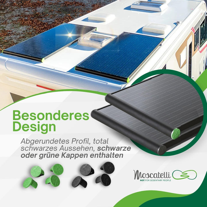 MOSCATELLI Camping Solaranlage Black Boost Komplettset 100W Monokristallin Solar Panel für Wohnmobil