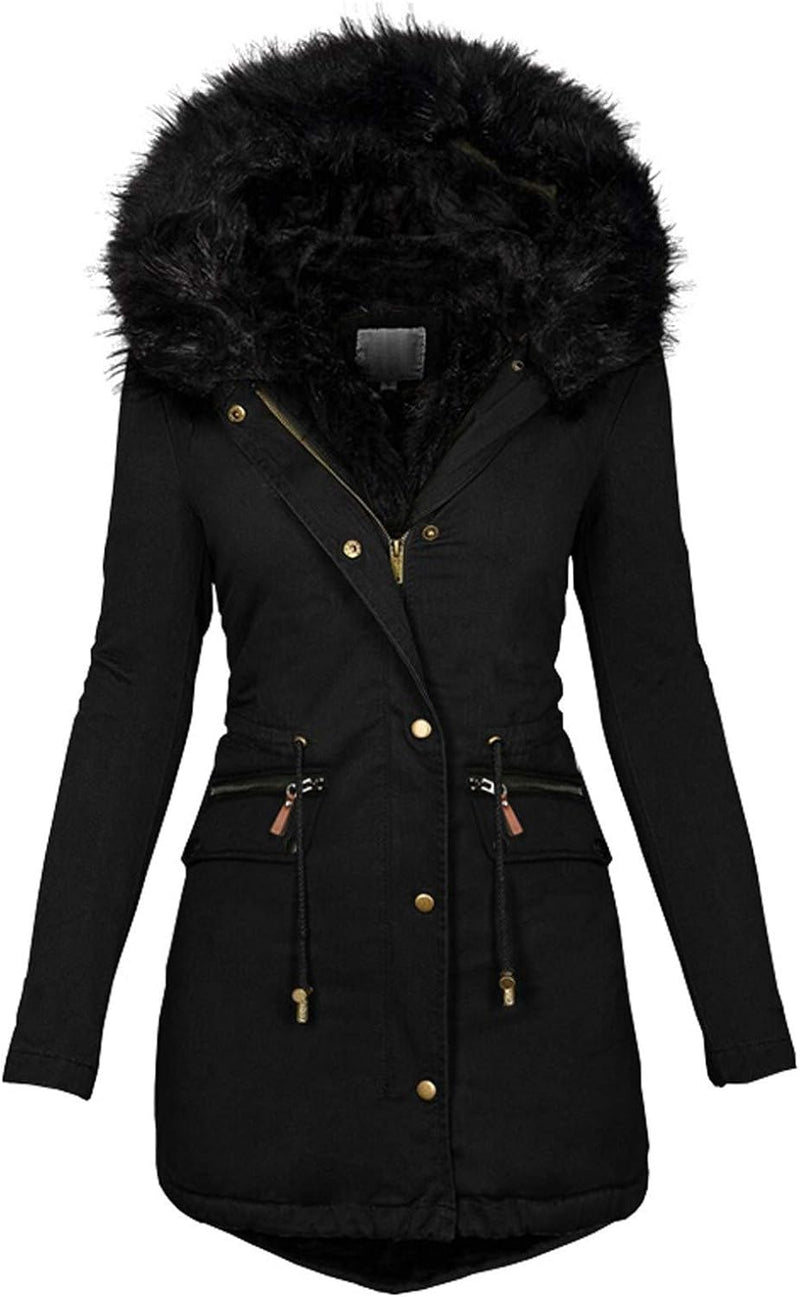 Winterjacke Damen Grosse Grössen Winter Parka Jacke Damen Gefütterte Sweatjacke Damen Einfarbig Kapu