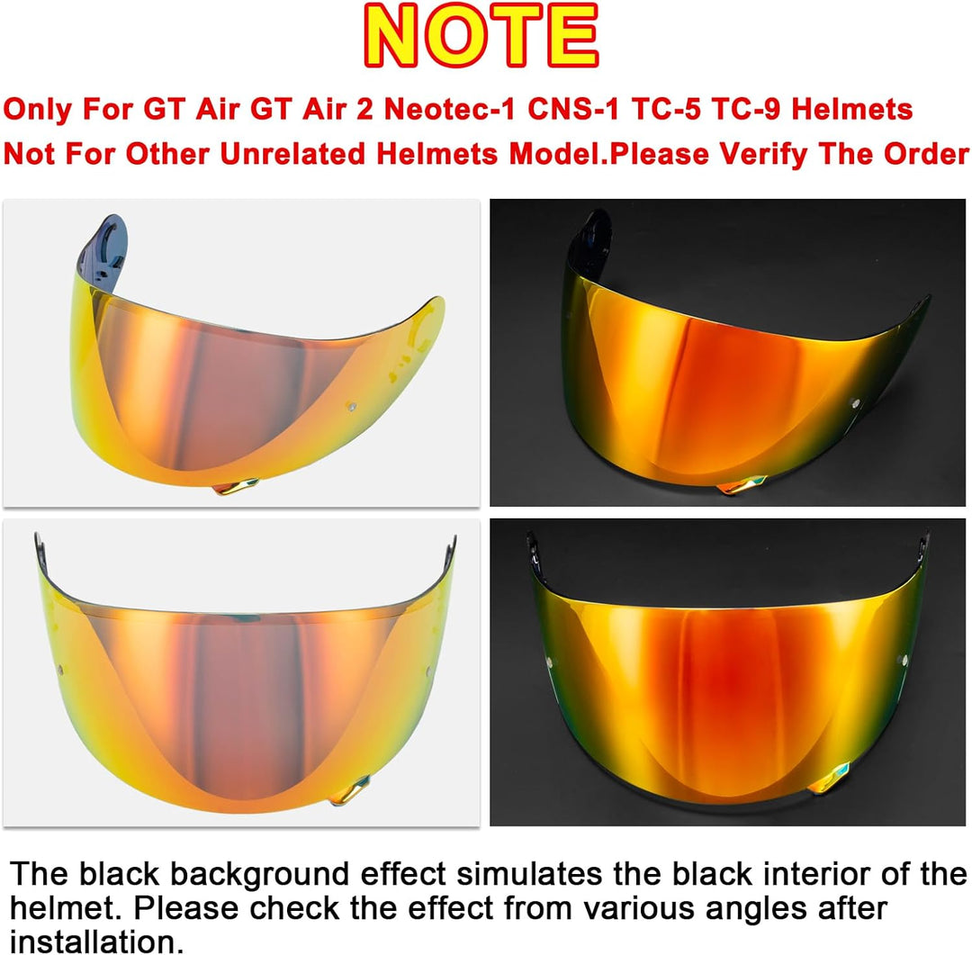 PSLER Helm Visier Verspiegelt für Shoei GT Air GT Air 2 TC-5 TC-9 Neotec CNS-1,Helmvisier Getöntes V