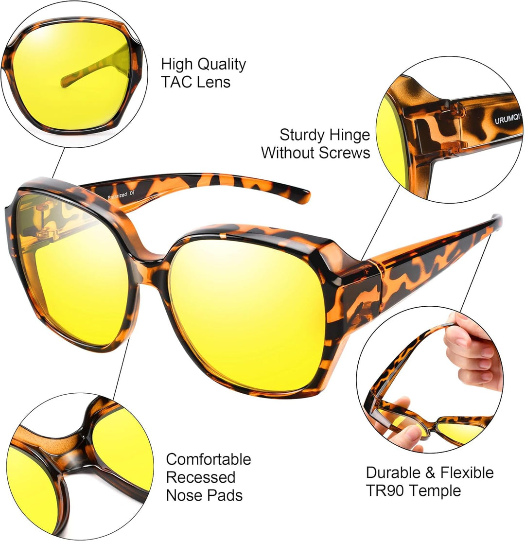 URUMQI Nachtsichtbrille für Autofahrer, Nachtfahrbrille Nachtbrille zum Autofahren Damen Herren, Aut