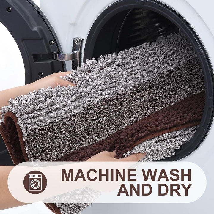 Homaxy Chenille Badezimmerteppich rutschfeste Hochflor Badematte Waschbar Badteppich Weich Badvorleg