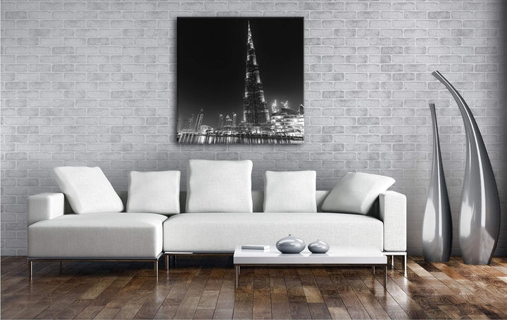 deyoli Hochhaus in Dubai Format: 70x70 Effekt: Schwarz&amp;Weiss als Leinwandbild, Motiv fertig gerahmt