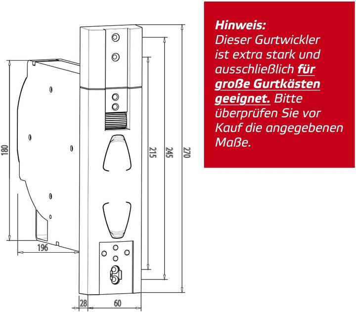 SuperRollo GW255 elektrischer Gurtwickler, Display & Komfort, Unterputz, für 23 mm, Rolladenantrieb