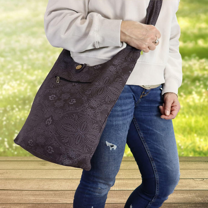 Nijens Small Shopper Canvas Umhängetasche Schultertasche Handtasche für Damen 010 Braun, 010 Braun