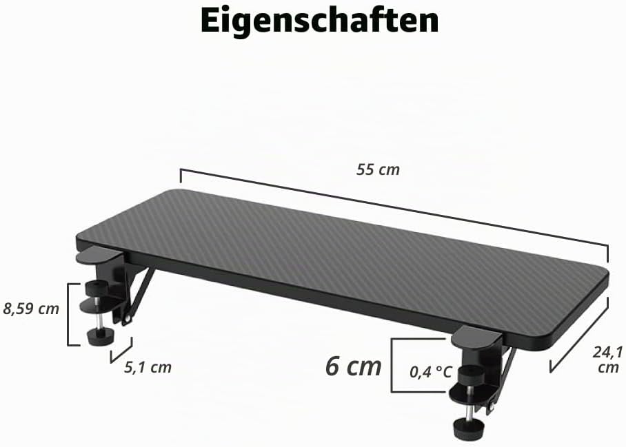HONJIE Computer-Schreibtisch-Verlängerungsplatte, geeignet für Büroschreibtische, stabile Mausarmstü