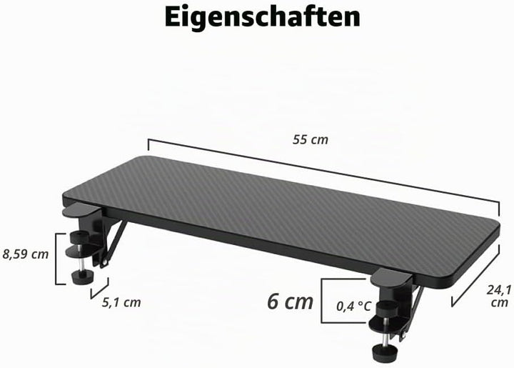 HONJIE Computer-Schreibtisch-Verlängerungsplatte, geeignet für Büroschreibtische, stabile Mausarmstü