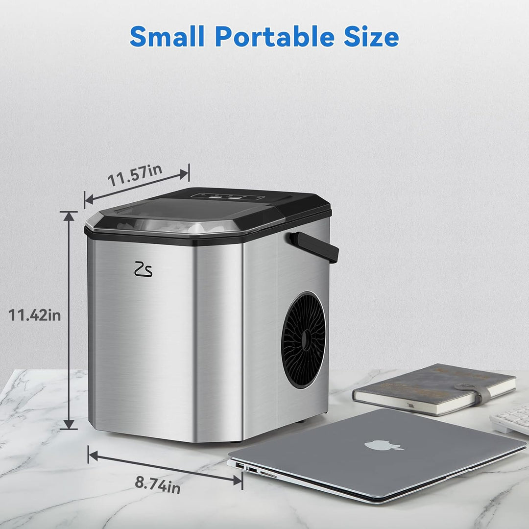 Kompakte Eiswürfelmaschine 120W Mini Eiswürfelmaschine | 9 Eiswürfel in nur 6 Minuten | Bis zu 26 lb