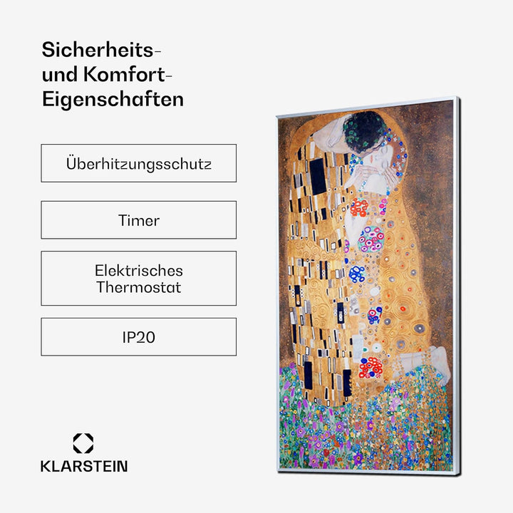 Klarstein Infrarotheizung mit Thermostat, 600W Elektroheizung, Bild-Infrarotheizung zur Wandmontage,