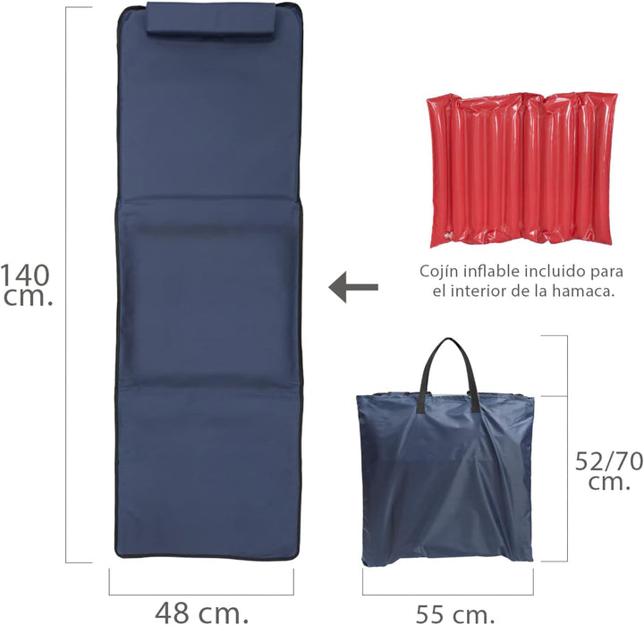 Papillon 8043521 Gepolsterte Strandmatte, neigbar, mit klappbarer Rückenlehne, Kunststoff 0, Blau, U