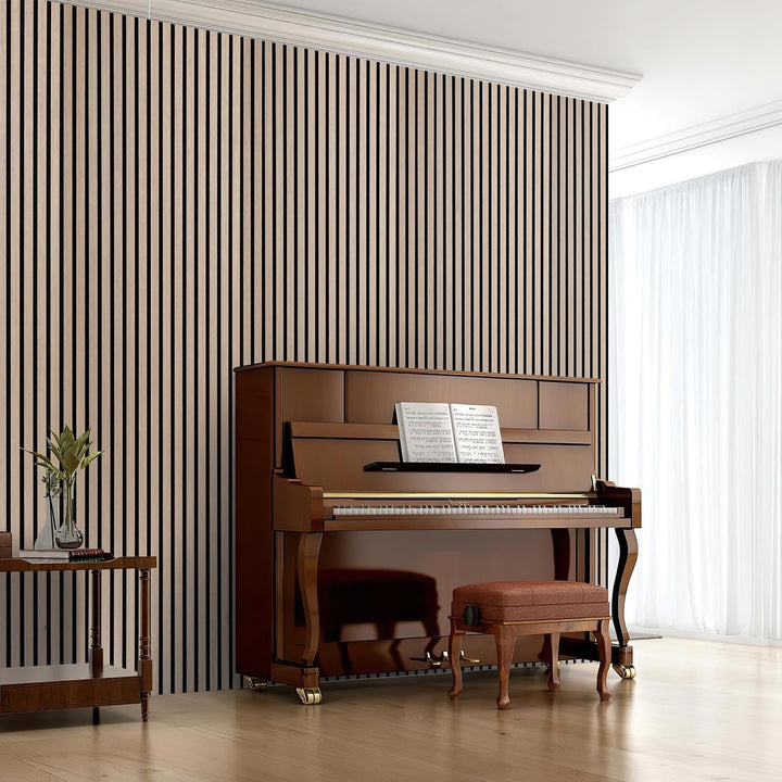 Akustikpaneele Selbstklebend Holz 1,44㎡ - 2 Stück 120x60cm,Paneele Wand 3D Schalldämmung Echoreduzie