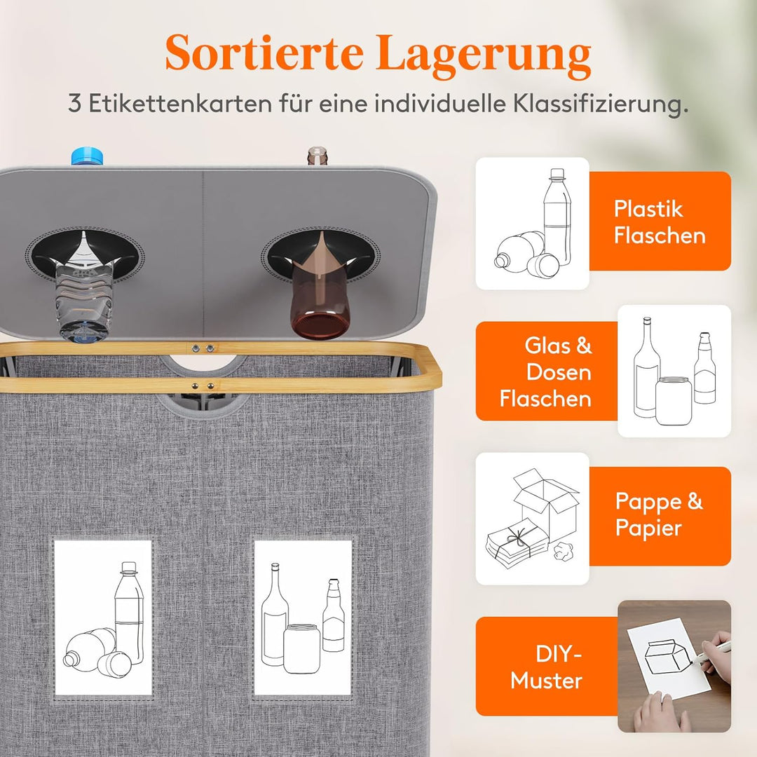 Lifewit 150L Pfandflaschen Sammelbehälter, Flaschen Organizer mit Deckel, Flaschensammler Leergut 2