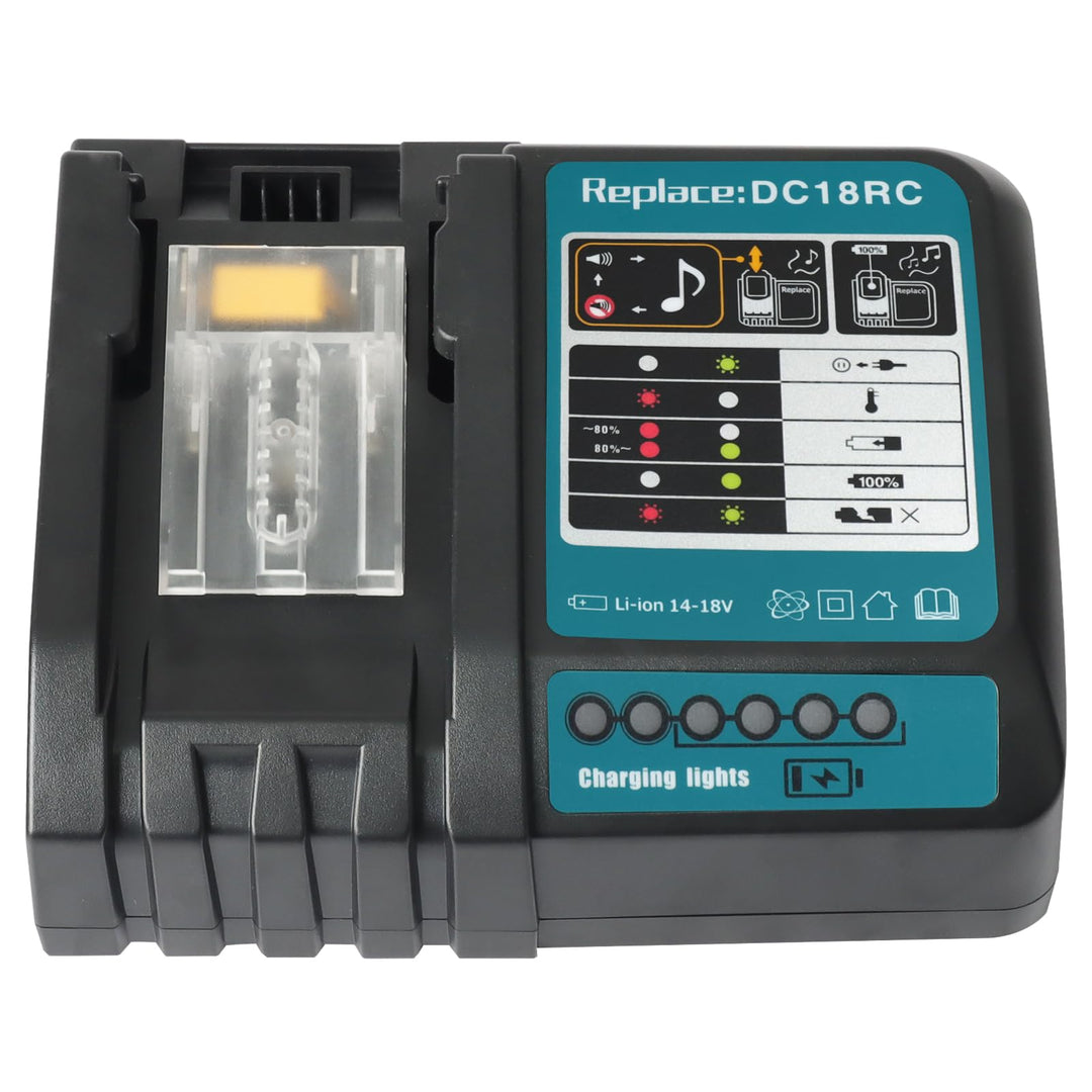 DC18RC Schnellladegerät Kompatibel mit makita 14.4V/18V Lithium-Ionen Akku BL1815N BL1820 BL1830 BL1