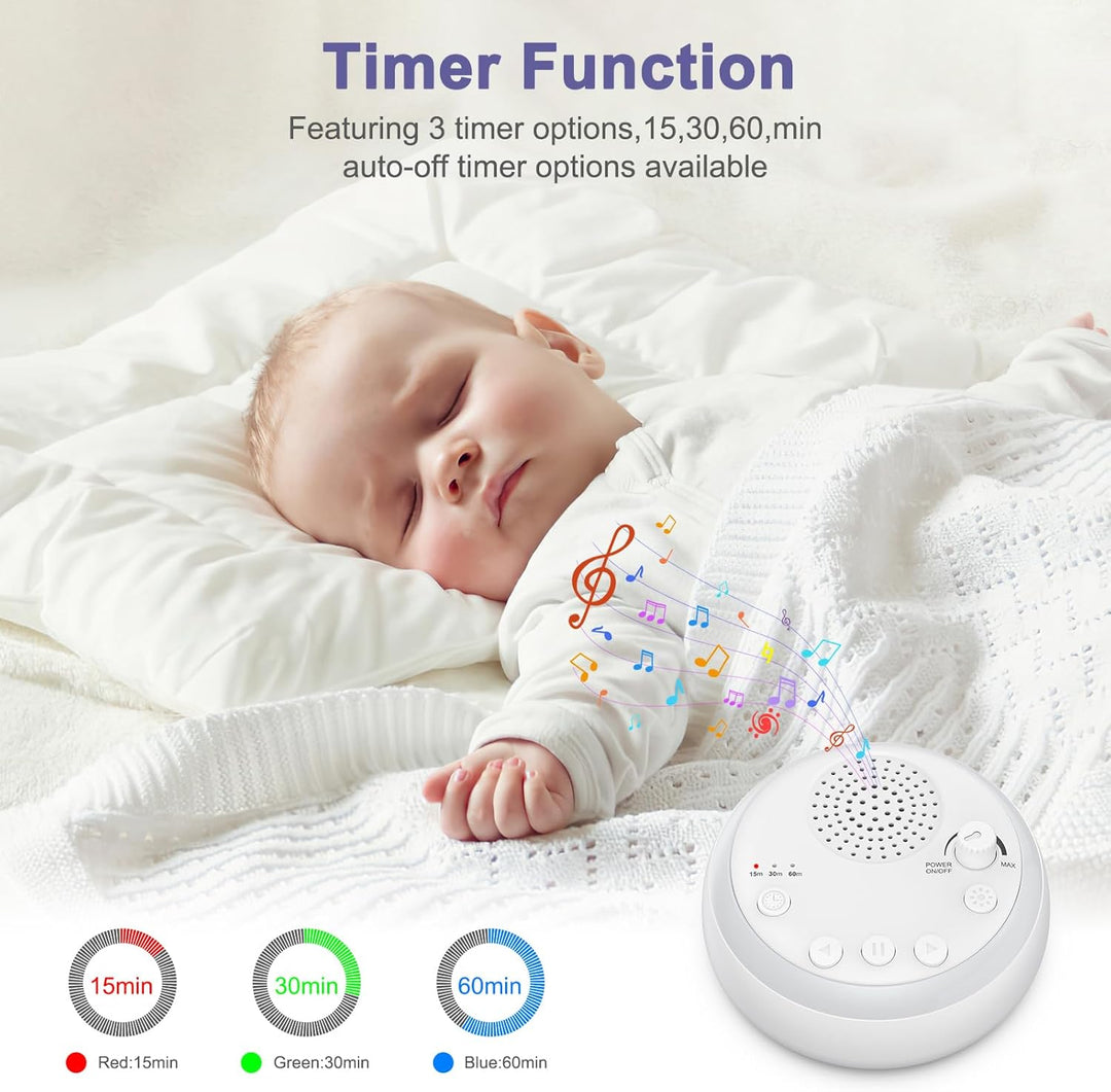 White Noise Machine Baby, Tragbare Einschlafhilfe Babys mit Nachtlicht, USB Aufladbare Weisses Rausc