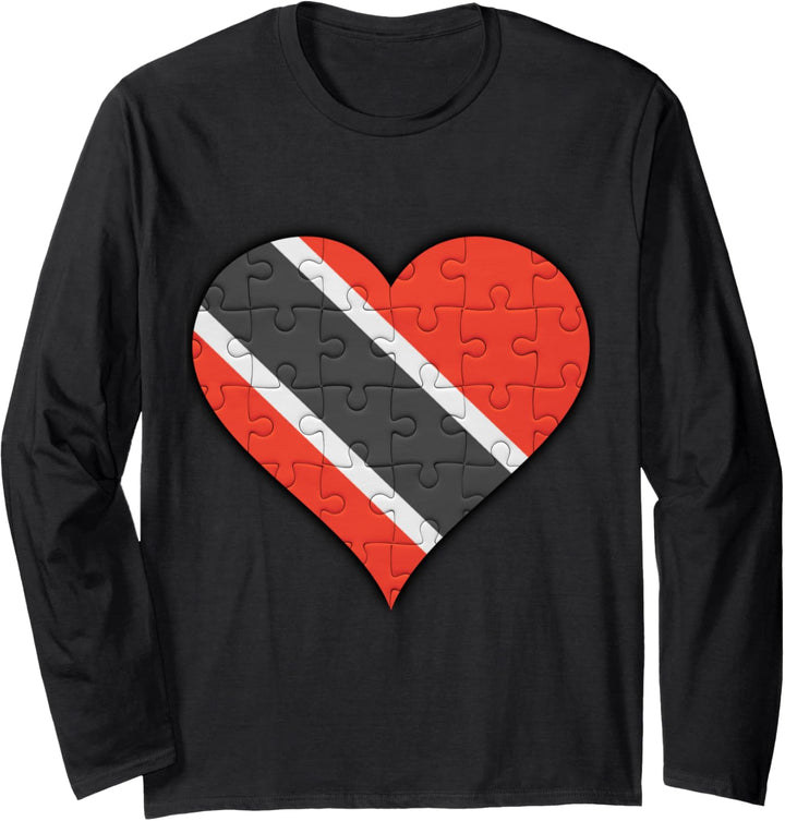 Trinidad und Tobago Trinidadian und Tobagoan Flagge Herz Langarmshirt