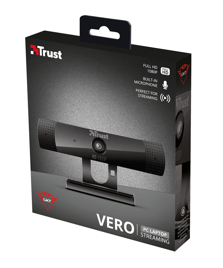 Trust Gaming GXT 1160 Vero Webcam Full HD 1080p 30 FPS Mit Mikrofon Für PC, Videokamera Für Videoanr