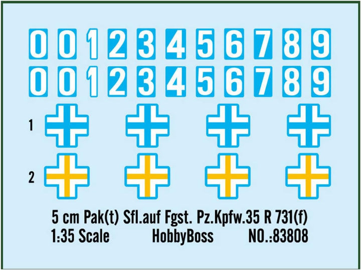 Hobby Boss 1/35 5 cm PAK auf FGST PZ.KPFW. 35R 731, HY83808, Mehrfarbig