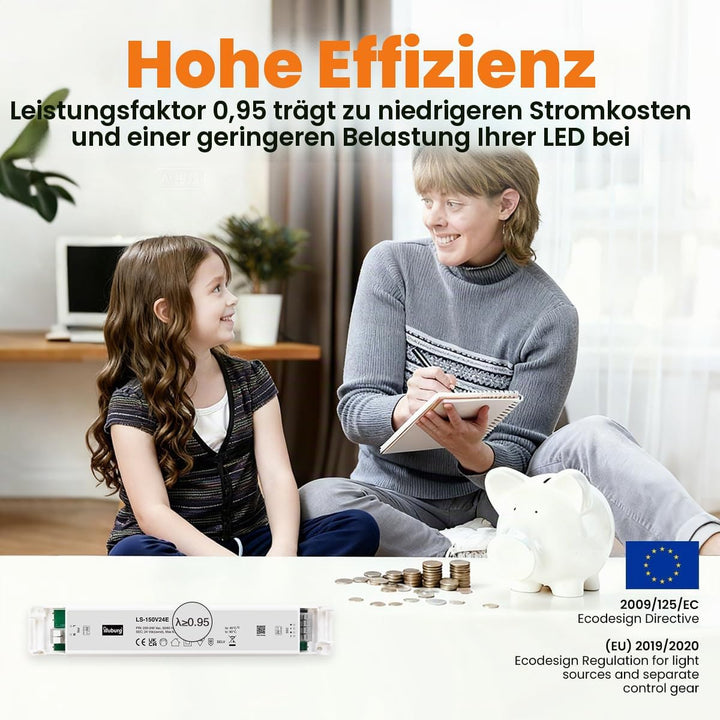 illuburg LED Trafo 24V 150W Flackerfrei für LED Strip Lampe LED Netzteil Treiber Transformator Drive