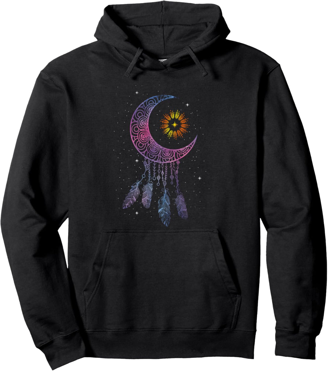 Mond Sterne Feder Hippie Geschenk Traumfänger Pullover Hoodie