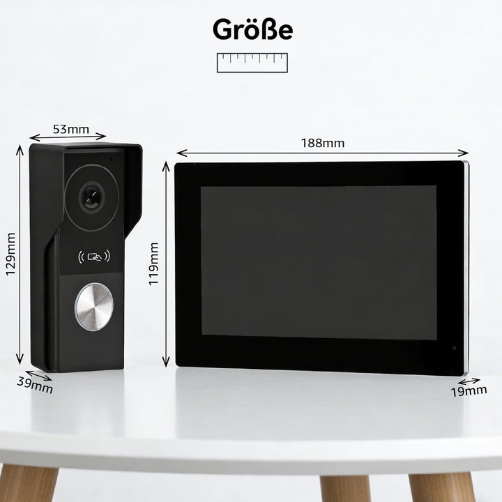 WiFi 2-Draht-Video-Gegensprechanlage, Video-Türklingelkamera mit Monitor, Vollmetall-1080P-Kamera, 7