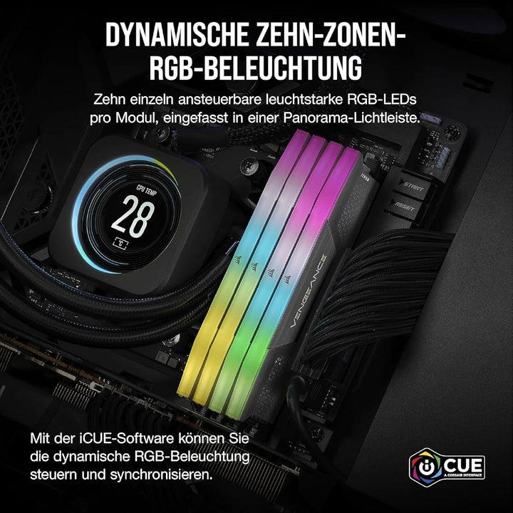 Corsair VENGEANCE RGB DDR5 RAM 64GB (2x32GB) 6000MHz CL40 AMD EXPO iCUE Kompatibel Computer Speicher