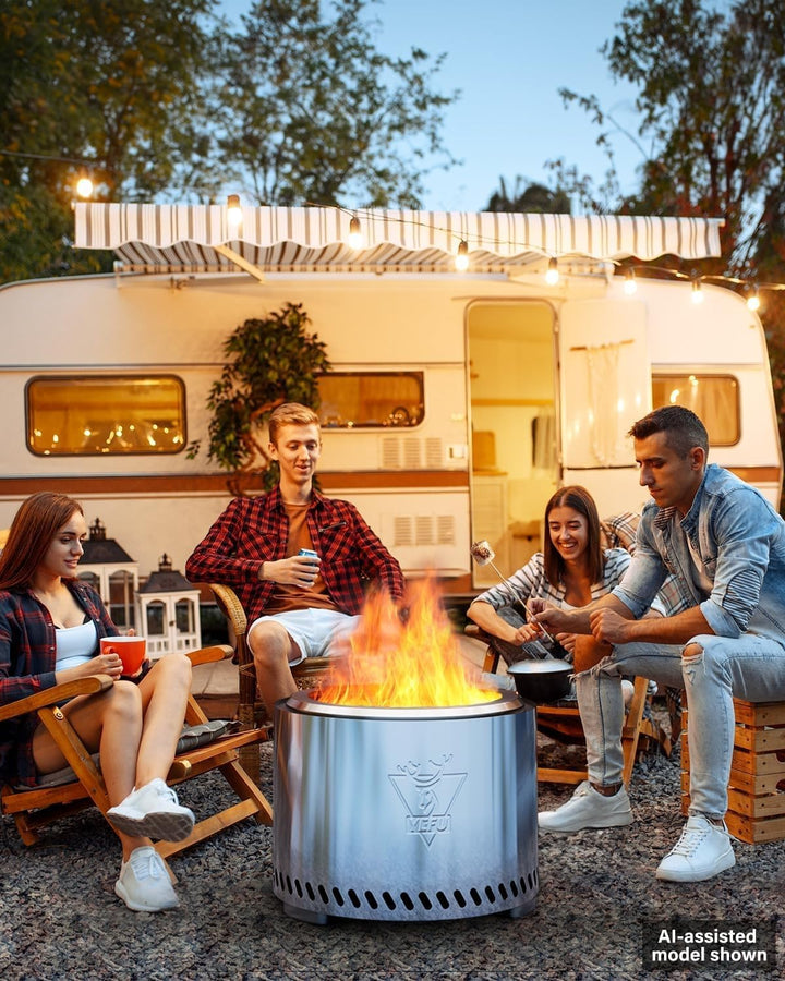 Generic Rauchfreie Feuerstelle 19 Zoll, Tragbare Kamine für Camping auf der Terrasse im Freien, Feue